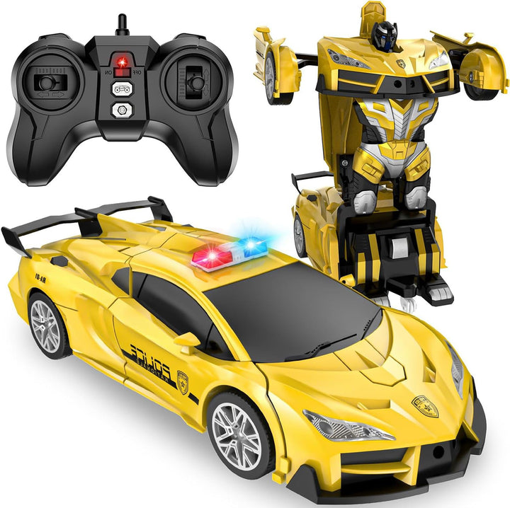 LNNKINE Remote Control Car Transforming Toys for 5 Year Old boy Christmas | Easy to Use RC Car for boys 4-7, Sturdy 1:20 Transforming Car, 2.4GHz, LED Light Robot Toy Cars for Kids 3-12 Birthday