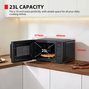 Toshiba 23L Black Mirror Digital Grill Microwave, 900W Countertop Microwave with 1000W Grill, Combination Cooking with 11 Power Levels, Auto Menus, Chef Defrost, Timer, Mirrored Front, MW3-EG23PFI(MB)