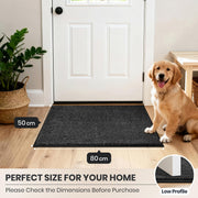 PURRUGS Dirt Trapping Indoor Door Mat, 50 x 80 cm, Charcoal | Machine Washable, Non-Slip, Waterproof TPR Backing, Super Absorbent, Low Profile, Entryway Rug for Muddy Paws and Shoes
