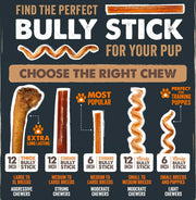 Mighty Paw 12" Bully Sticks for Dogs - Large, Medium and Small Dog Chew | Single Ingredient, Grass-Fed, Low Odor, 5 pk, High Protein, Boredom Buster