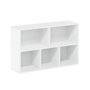 Furinno LUDER Book Shelf, 5-Cube Bookshelf, Reversible Bookcase, 9.4 x 19.5 x 31.5, Easy Assembly, for Living Room, Bedroom, Home Office, White