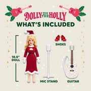 Dolly on the Holly Plush Doll - Holiday Dolly Parton Mantel Doll | Dolly Parton Plush Elf Collectible with Removable Red Dress, Santa Hat, Microphone and Guitar Accessories