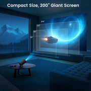 [Built-in Apps] Mini Projector with WiFi & Padding, Movie Projector 1080P HD Support Motion Keystone Correction, 180° Rotatable, Compatible with Sticks, HDMI, USB, Smart Handphones, Laptop (Black)