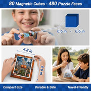 TOSY Picture Cube Halloween Spooky Fun: 6-in-1 Magnetic Picture Puzzle, 80 Blocks, 480 Puzzle Faces, 0.63 in, B052, Seamless UV Art, Display-Ready Frame, Collectible, STEM/STEAM Gift for Kids & Adults