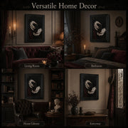 Black Framed Wall Art Gothic Vampire Canvas Print Dark Academia Moody Wine Glass Decor Picture Halloween Spooky Artwork for Living Room Bedroom 9x11 inch