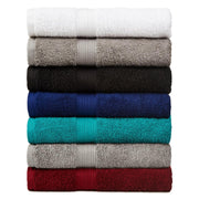 Amazon Basics 6-Piece Highly Absorbent Fade-Resistant Towel Set, 100% Cotton Towels for Bathroom, Soft, 2 Bath Towels, 2 Hand Towels, 2 Washcloths, Black