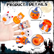 FOIMAS Halloween Finger Puppets, 5pcs Finger Puppets Bulk Pumpkin Ghost Finger Puppet Toys for Kids Trick or Treat Halloween Goodie Bag Basket Filler Decoration Bath