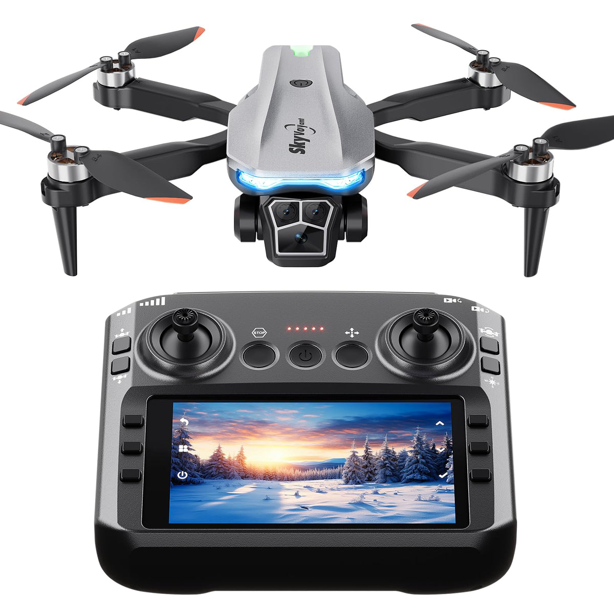Drone with Camera for Adults, Brushless Quadcopter with Screen, 2 Batteries | 1080P HD camera, 4.5" LCD screen, altitude hold, gesture selfie, 3D flip, travel gift for kids teens, iOS Android