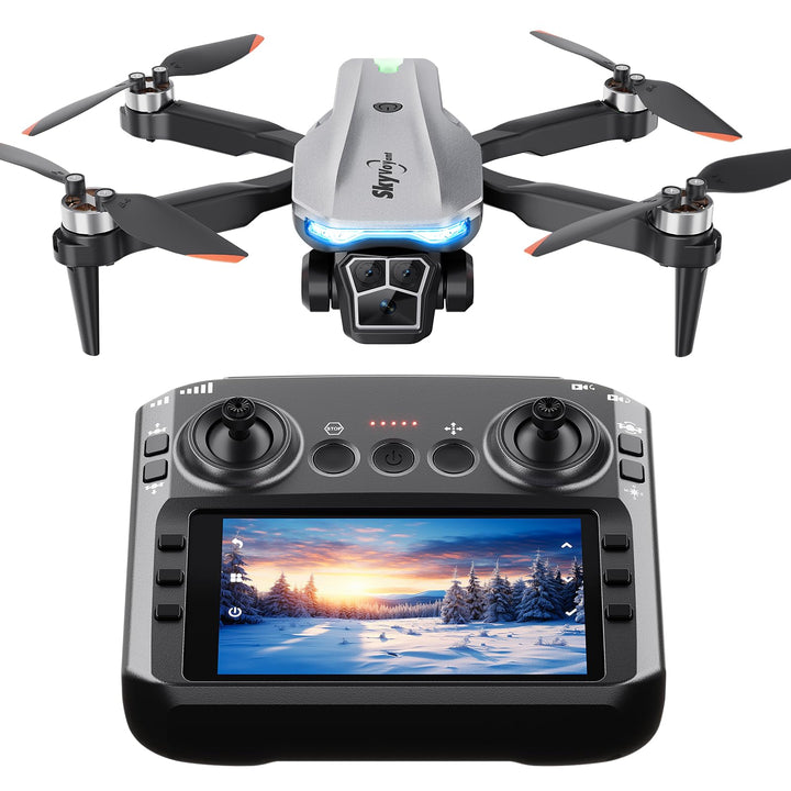 Drone with Camera for Adults, Brushless Quadcopter with Screen, 2 Batteries | 1080P HD camera, 4.5" LCD screen, altitude hold, gesture selfie, 3D flip, travel gift for kids teens, iOS Android