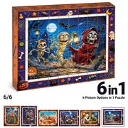 TOSY Picture Cube Halloween Spooky Fun: 6-in-1 Magnetic Picture Puzzle, 80 Blocks, 480 Puzzle Faces, 0.63 in, B052, Seamless UV Art, Display-Ready Frame, Collectible, STEM/STEAM Gift for Kids & Adults