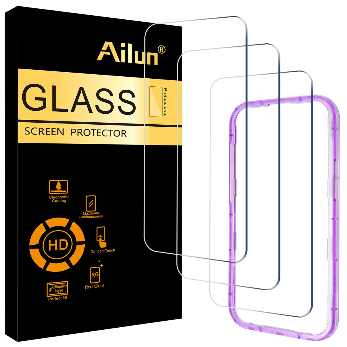 Ailun 3 Pack Screen Protector for iPhone 18 Pro Max/iPhone 17 Pro Max | 6.9 inch, Tempered Glass, Installation Frame, Sensor Protection, Dynamic Island Compatible, Case Friendly