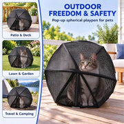 360°Panoramic Rolling Cat Playpen Cat Hamster Ball for Outside | Foldable Breathable Mesh Pet Playpen with Zipper, Portable Lightweight Ball Cage for Indoor Cats, Travel, Lawn & Backyard
