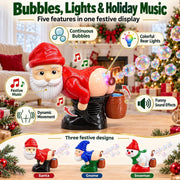 Farting Santa Bubble Blower | Santa Farting Bubble Machine | Santa Claus Snowman Bubble Butt Blower with Light Music | Interactive Party Stocking Stuffer Prank Gift