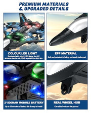 JoyRapt Drones for Kids Foam RC Plane, Remote Control Airplane | Toys Gifts for 6 8 10 Years Old Boys, Jet Helicopter Drones with LED Lights 360° Flip, 2 Rechargeable Batteries