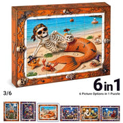 TOSY Picture Cube Halloween Spooky Fun: 6-in-1 Magnetic Picture Puzzle, 80 Blocks, 480 Puzzle Faces, 0.63 in, B052, Seamless UV Art, Display-Ready Frame, Collectible, STEM/STEAM Gift for Kids & Adults