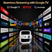 Projector Built-in Google TV/APPs 4K AI Auto Focus, Voice Control
