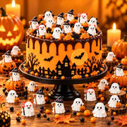 80Pcs Halloween Mini Ghosts Figurines 4 Styles Cute Miniatures Resin Decor