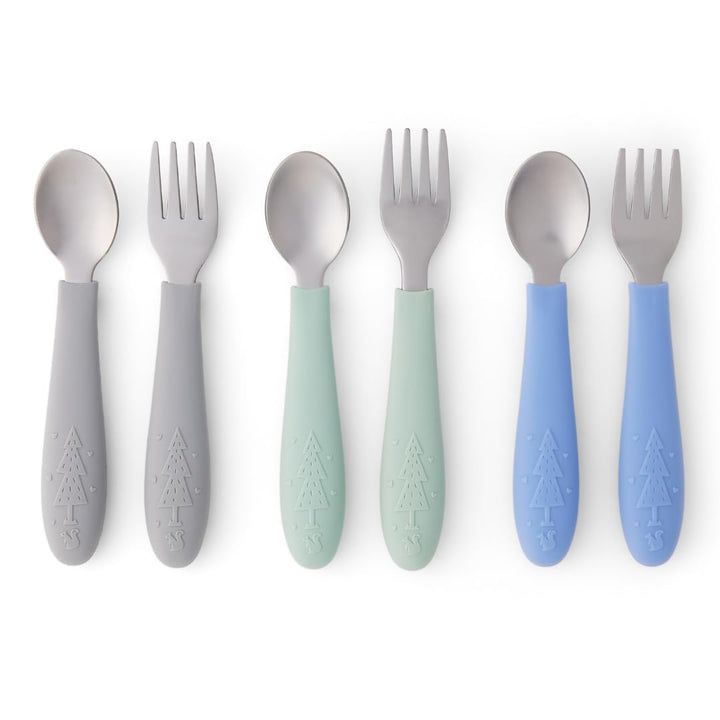 Elk and Friends Baby/Toddler Silverware with Silicone Handles | 6pcs
