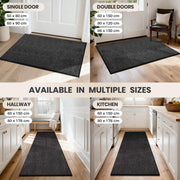 PURRUGS Dirt Trapping Indoor Door Mat, 50 x 80 cm, Charcoal | Machine Washable, Non-Slip, Waterproof TPR Backing, Super Absorbent, Low Profile, Entryway Rug for Muddy Paws and Shoes
