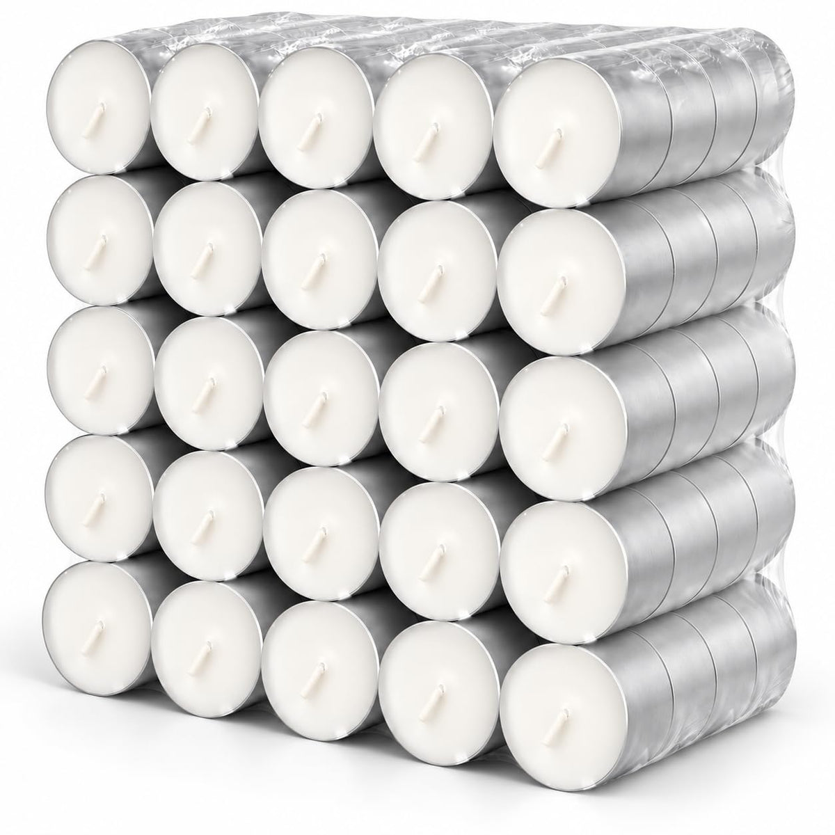 Unscented 8-Hour Tea Light Candles, 100 Pack, Cotton Wicks