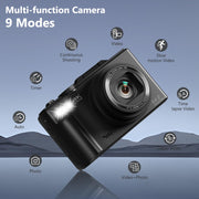 VJIANGER 4K Digital Camera, Vlogging Camera with 180° Flip Screen