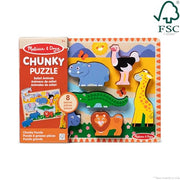 Melissa & Doug Safari Animals Wooden Chunky Puzzle 8-Piece Set | 8 Chunky Wooden Puzzle Pieces, Safari Animals, Skill Building Matching Pretend Play, Toddler Learning Toys for Kids, Ages 2+