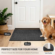 PURRUGS Dirt Trapping Indoor Door Mat, 50 x 80 cm, Charcoal | Machine Washable, Non-Slip, Waterproof TPR Backing, Super Absorbent, Low Profile, Entryway Rug for Muddy Paws and Shoes
