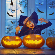 LOKIPA Halloween Window Clings - 7 Sheets Bats & Spiders Window Decals