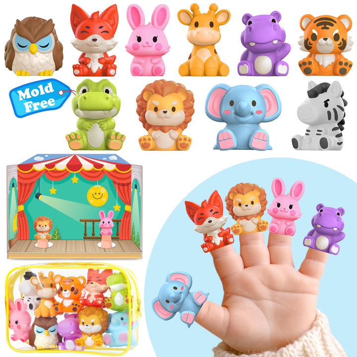 Oriate Zoo Animals Finger Puppets,Baby Jungle Animals Finger Bath Toys