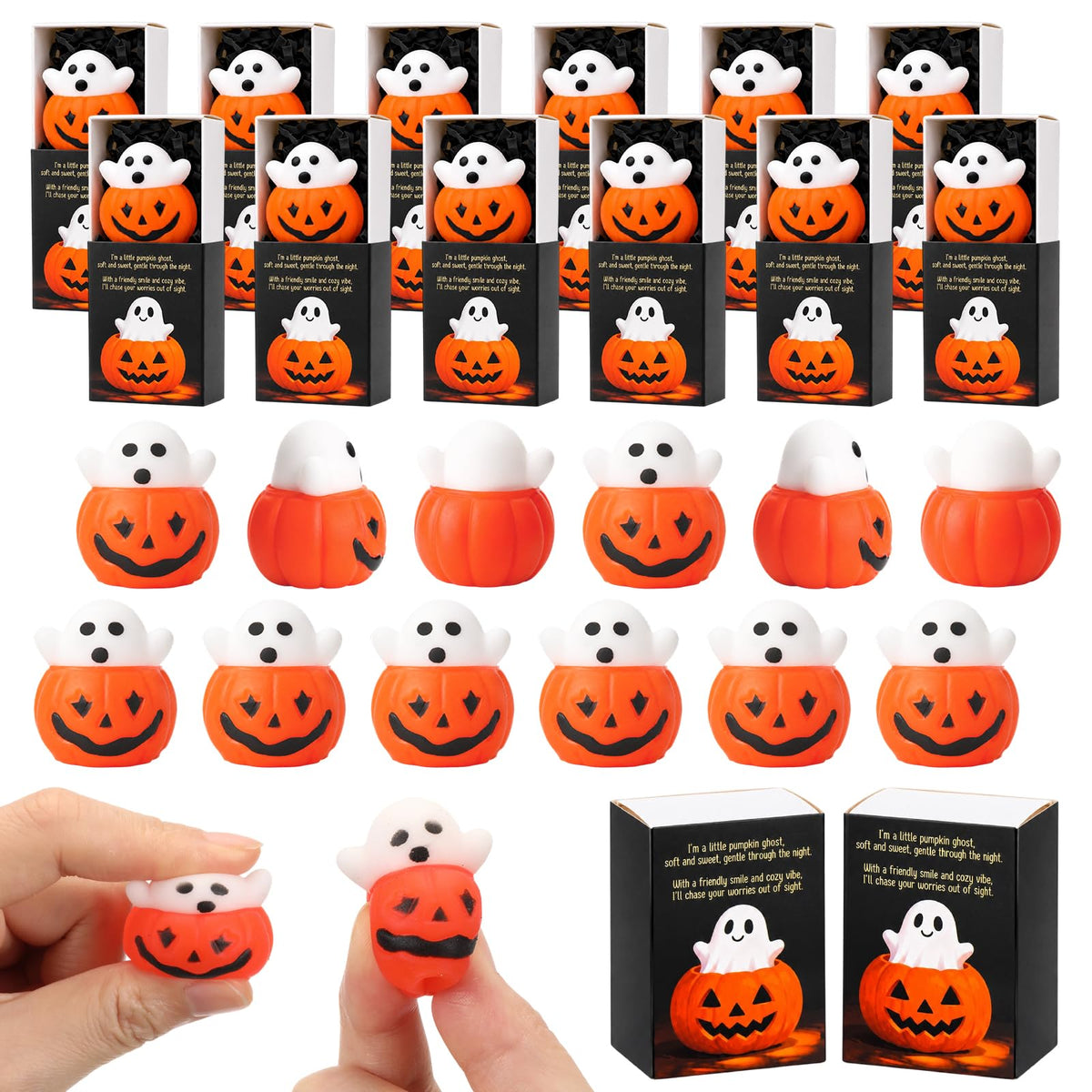 60 Sets Halloween Party Favors Ghost in Pumpkin Gifts Stuffers for Adults | Ghost in Pumpkin Stress Balls with Boxes, Bulk Halloween Trinkets, Office Classroom Prizes, for Coworkers Friends Students