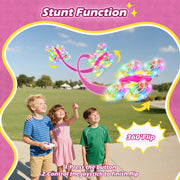 FUNPX Girls LED RC Drone, Christmas Birthday Gift for Girls Aged 6+ with Remote Batteries, 360° Flips, 3 Speed Modes, 45 Min Flight Indoor and Outdoor Flying Toy - Rose Red Yellow