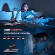 [Built-in Apps] Mini Projector with WiFi & Padding, Movie Projector 1080P HD Support Motion Keystone Correction, 180° Rotatable, Compatible with Sticks, HDMI, USB, Smart Handphones, Laptop (Black)