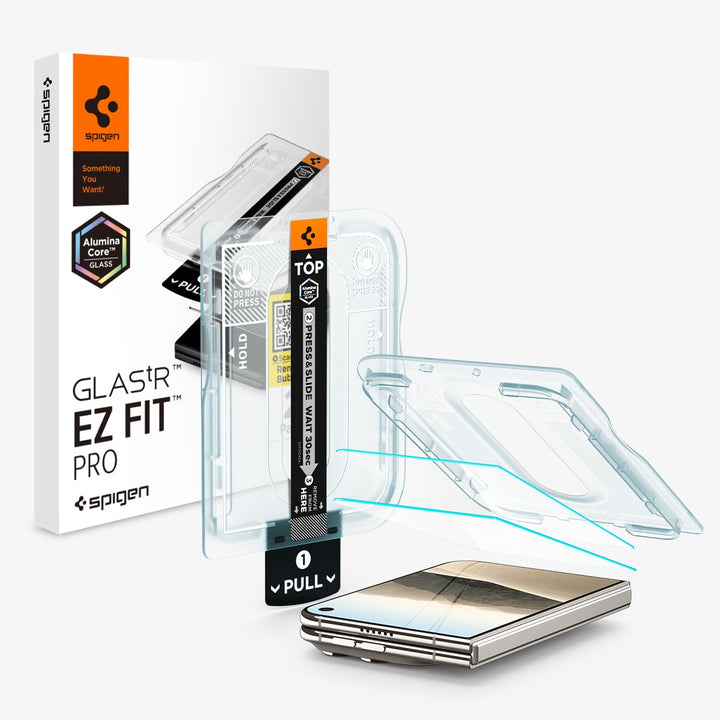 Spigen GlasTR EZ FIT Tempered Glass Screen Protector for iPhone Duo | Outer Screen, 9H tempered glass, Auto-align tray, 100% clarity, Original touch, Case-friendly, 2Pack