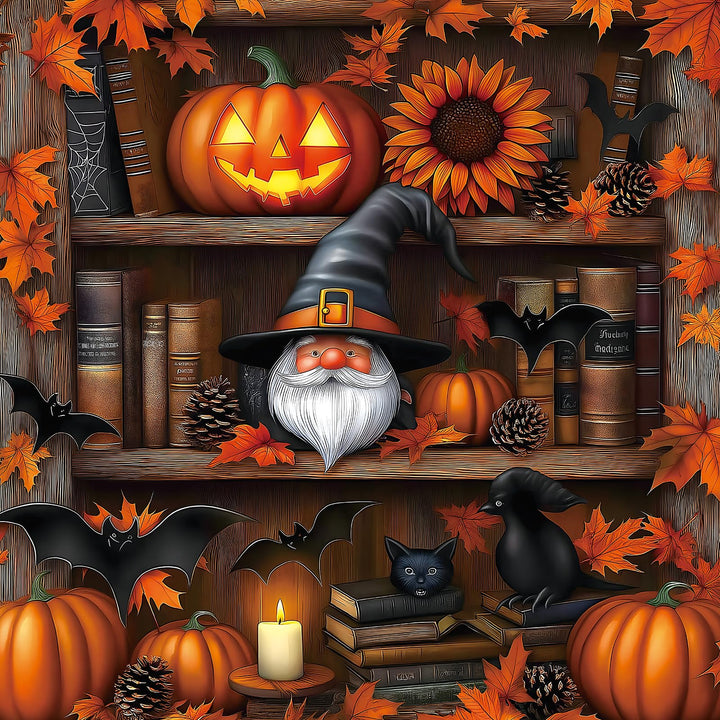 Blueforest Puzzles for Adults 500 Pieces, Halloween Bookshelf Jigsaw Puzzle | Maple Leaves, Pumpkins, Elves, Bats Puzzle with Letter Backing & Reference Poster, for Fall Holiday Party, Home Decor 20"x20"