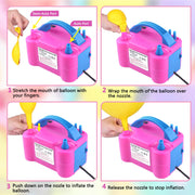 QIPUMP Balloon Pump Electric,110V 600W Balloon Blower Inflator Dual Nozzle Air Pump Balloons Inflator for Decoration, Party, Sport,Gifts:2 Balloon Tying Tools