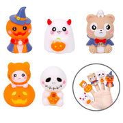 FOIMAS Halloween Finger Puppets, 5pcs Finger Puppets Bulk Pumpkin Ghost Finger Puppet Toys for Kids Trick or Treat Halloween Goodie Bag Basket Filler Decoration Bath