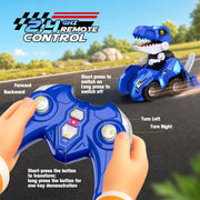 Dinosaur Transforming RC Car with LED Lights, One-Key Robot Conversion