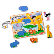 Melissa & Doug Safari Animals Wooden Chunky Puzzle 8-Piece Set | 8 Chunky Wooden Puzzle Pieces, Safari Animals, Skill Building Matching Pretend Play, Toddler Learning Toys for Kids, Ages 2+