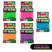 Schylling NeeDoh Nice Cube Glow - Squeeze Toy with a Super Solid Squish - Glows in The Dark - 2.25" Cube - Color May Vary (Pack of 1)