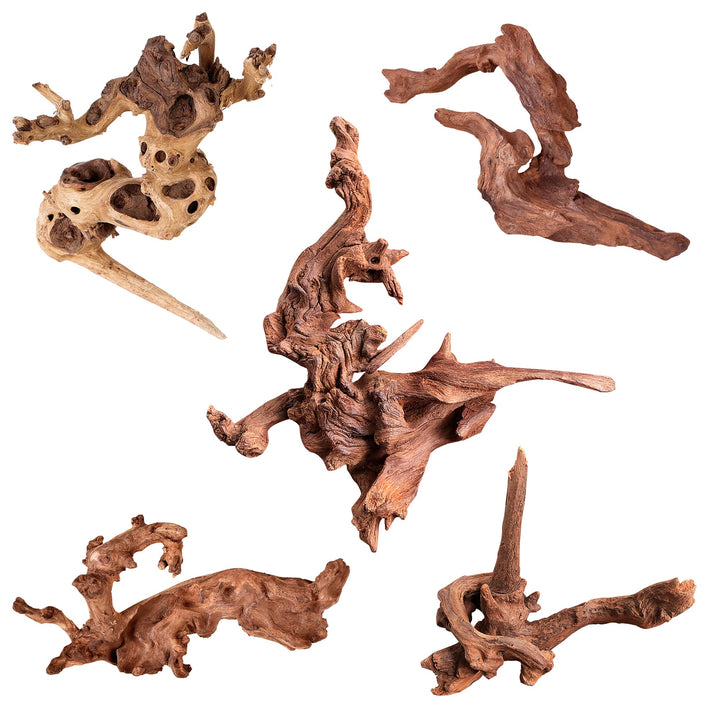 majoywoo Natural Small Driftwood for Aquarium Decor Fish Tank Decorations | Natural Driftwood for Aquascaping and Reptile Decor, With Unique Natural Shapes, Assorted Driftwood Branch 4.5-7.5" 5 Pcs