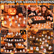 80Pcs Halloween Mini Ghosts Figurines 4 Styles Cute Miniatures Resin Decor