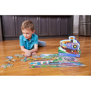 Crocodile Creek 36-Piece Jigsaw Floor Puzzle - Fun Floor Puzzles for Kids Ages 3-5 - Heavy-Duty Shaped Box for Storage - All Aboard - 24" W x 18" H Finished