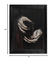 Black Framed Wall Art Gothic Vampire Canvas Print Dark Academia Moody Wine Glass Decor Picture Halloween Spooky Artwork for Living Room Bedroom 9x11 inch