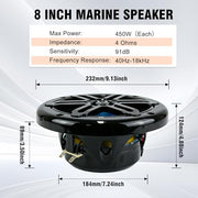 STUDIOFINIX 5.25 Inch 500W Marine Speakers with LED Lights -2 Way Weather Resistant Boat Speakers Perfect for Boats, ATVs, UTVs （Pair,Black）