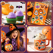 300PCS Halloween Stickers Bulk for Kids, Halloween Goodie Bag Stuffers | Waterproof Vinyl Pumpkin Stickers for Water Bottle Teens Adults, Halloween Games Party Favors Treats Supplies(No Duplicates)
