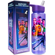 KPop Demon Hunters Get Trend 25oz Water Bottle with Straw for Kids, Purple | Leak-Proof Lid Tumbler, Reusable Plastic Water Bottle with Handle for School, Home, Travel, BPA-Free, Huntrix Gifts for Girls